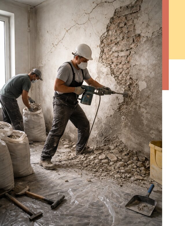 Демонтаж штукатурки со стен в Амурске от 7439 руб/м² — быстро и недорого | ОТДЕЛОЧНИК-Мрс