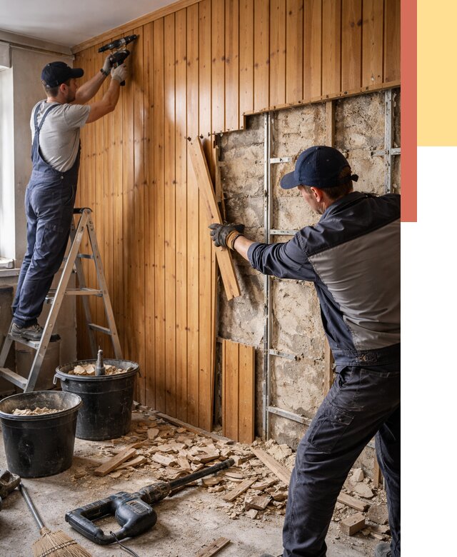 Демонтаж вагонки со стен в Амурске от 1498 руб. — снятие, удаление, срочно | ОТДЕЛОЧНИК-Мрс