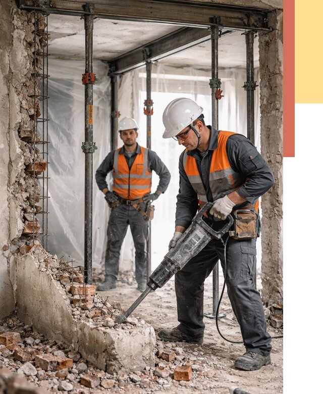 Снос несущих стен в Амурске от 10590 руб. — демонтаж несущей стены под ключ | ОТДЕЛОЧНИК-Мрс