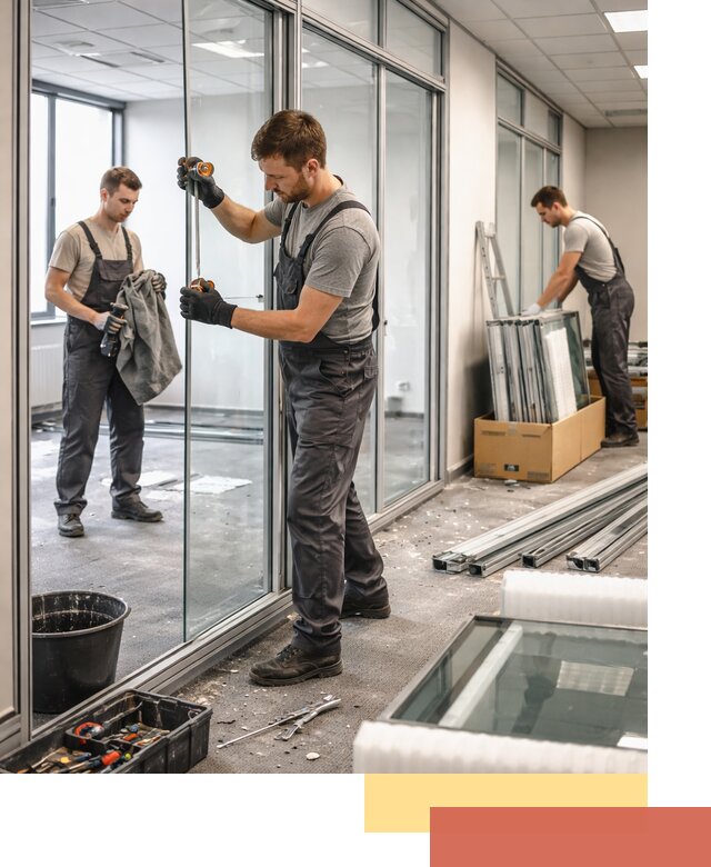 Демонтаж стеклянных перегородок в Амурске быстро и безопасно