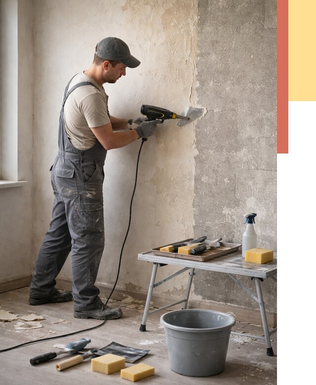 Очистка стен от клея в Амурске от 1911 руб. — снятие и удаление клея со стен | ОТДЕЛОЧНИК-Мрс