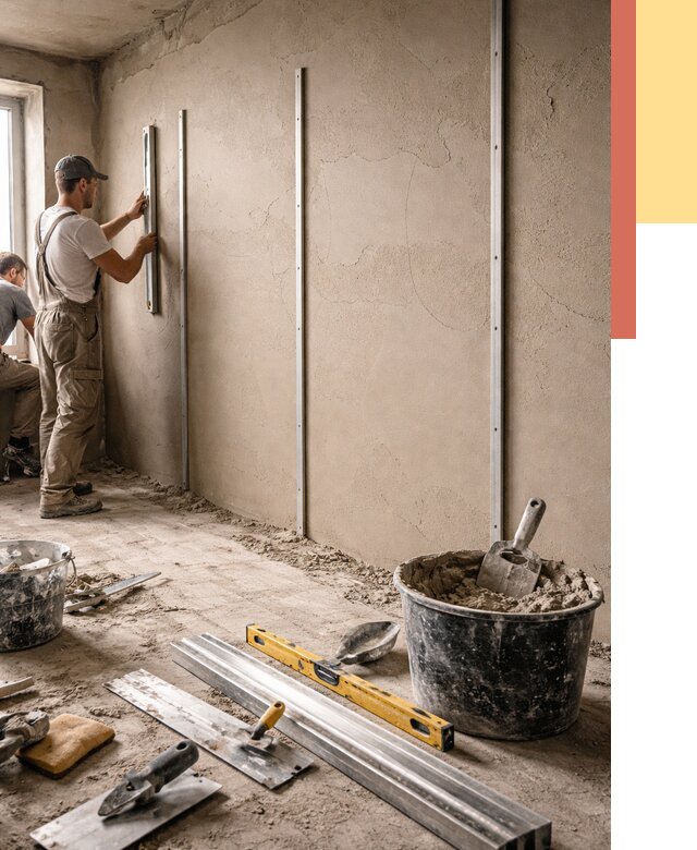 Штукатурка стен по маякам в Амурске от 5683 руб./м² — выравнивание под ключ | ОТДЕЛОЧНИК-Мрс