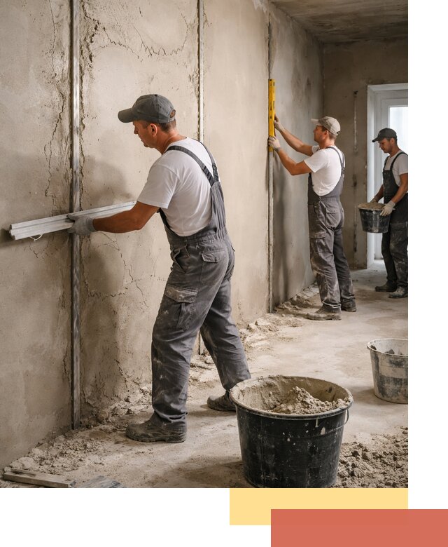 Штукатурка стен по маякам в Амурске — точная и ровная поверхность