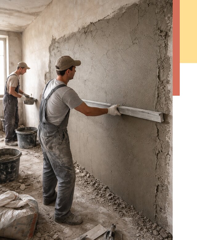 Цементная штукатурка стен в Амурске от 4649 руб/м2 — быстро и недорого | ОТДЕЛОЧНИК-Мрс