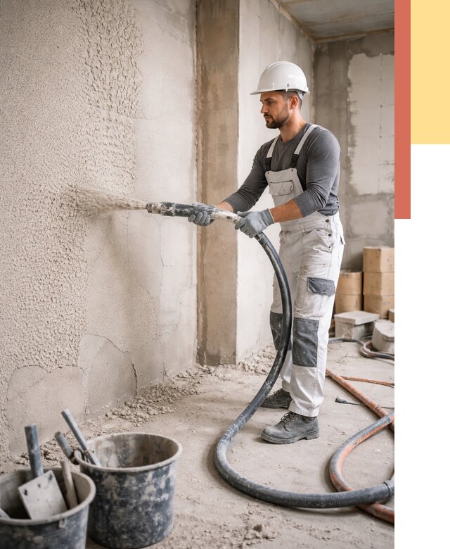 Машинная штукатурка стен в Амурске под ключ от 6716 руб./м2 | ОТДЕЛОЧНИК-Мрс