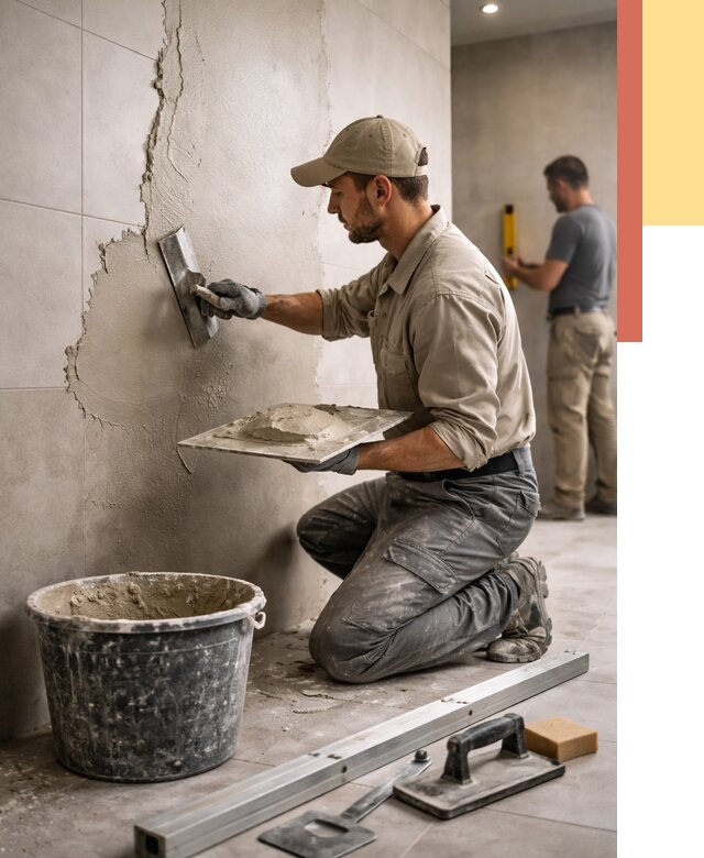 Штукатурка стен в ванной в Амурске от 4649 руб./м² — выравнивание под ключ | ОТДЕЛОЧНИК-Мрс