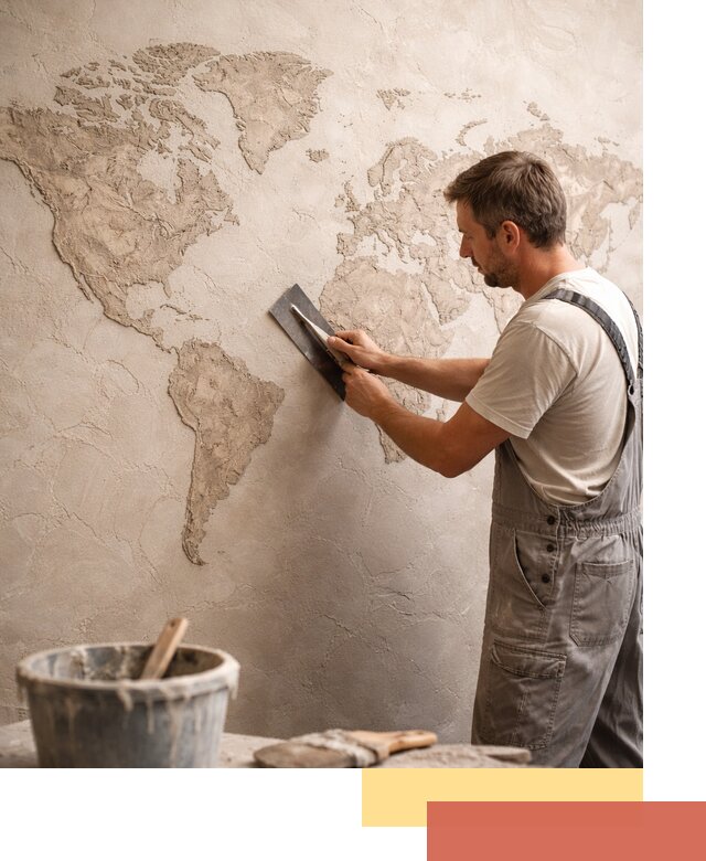 Декоративная штукатурка «Карта мира» под ключ в Амурске