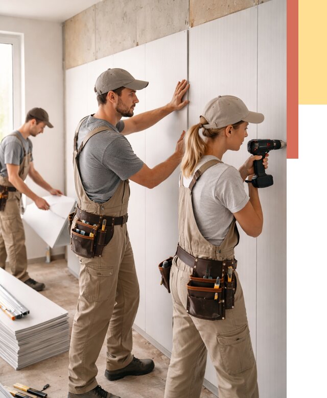 Монтаж ПВХ панелей на стены в Амурске от 465 руб/м2 — быстро и недорого | ОТДЕЛОЧНИК-Мрс