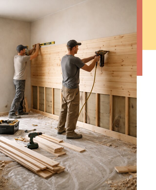 Монтаж деревянной вагонки на стены в Амурске от 7749 руб. | Услуги монтажа вагонки | ОТДЕЛОЧНИК-Мрс