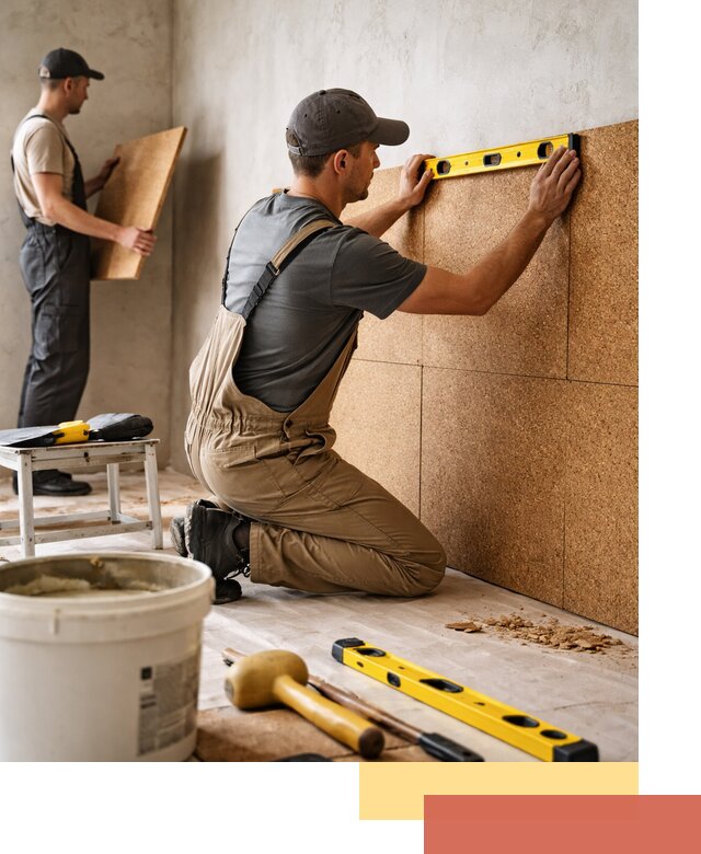 Монтаж пробковых панелей на стены в Амурске быстро и качественно