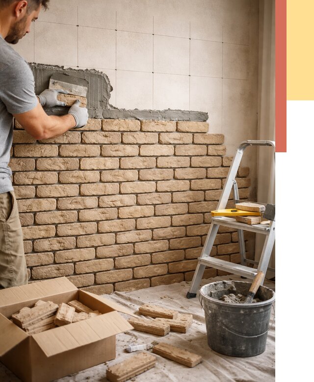 Монтаж декоративного кирпича в Амурске от 3306 руб./м² — быстро и недорого | ОТДЕЛОЧНИК-Мрс