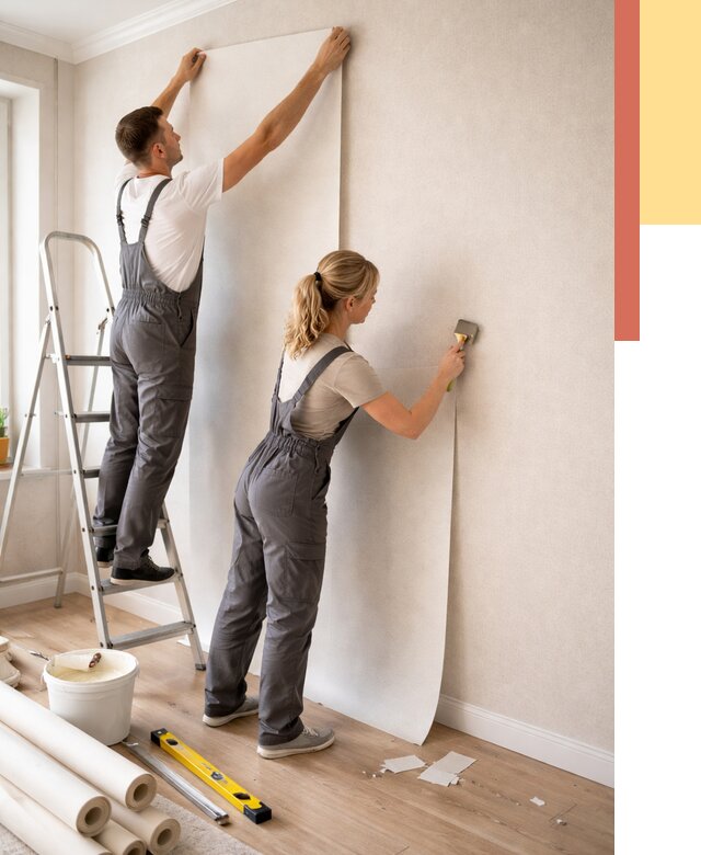 Поклейка флизелиновых обоев в Амурске от 6199 руб. | Быстро и недорого — ОТДЕЛОЧНИК-Мрс