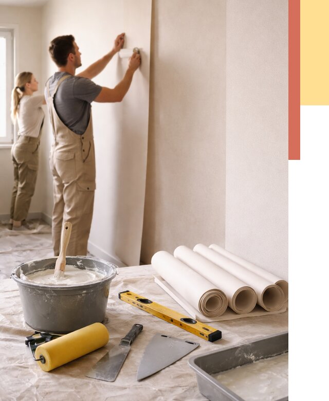 Поклейка бумажных обоев в Амурске от 5683 руб./м2 — быстро и недорого | ОТДЕЛОЧНИК-Мрс