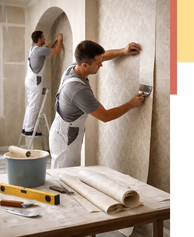 Поклейка обоев на сложные стены в Амурске от 2893 руб. под ключ | ОТДЕЛОЧНИК-Мрс