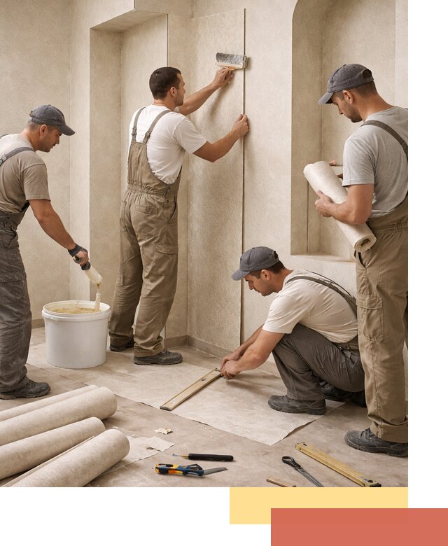 Поклейка обоев на сложные стены и неровные поверхности в Амурске