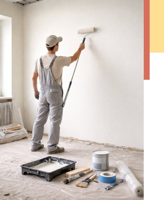 Покраска стен водоэмульсионной краской в Амурске от 465 руб. за м² | ОТДЕЛОЧНИК-Мрс