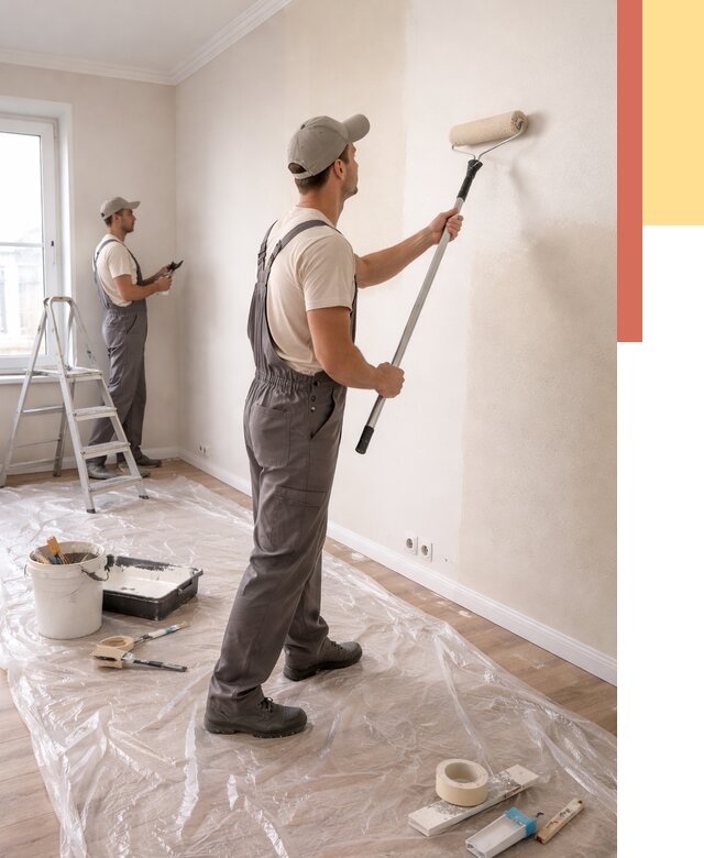 Покраска стен акриловой краской в Амурске от 3616 руб./м² — быстро и недорого | ОТДЕЛОЧНИК-Мрс