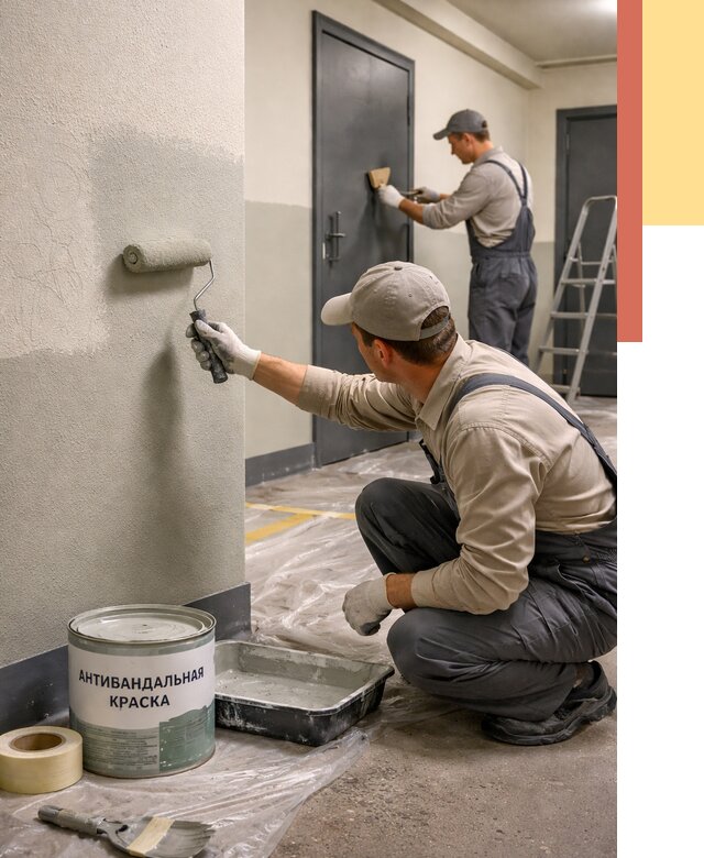 Покраска стен антивандальной краской в Амурске от 4649 руб./м² под ключ | ОТДЕЛОЧНИК-Мрс