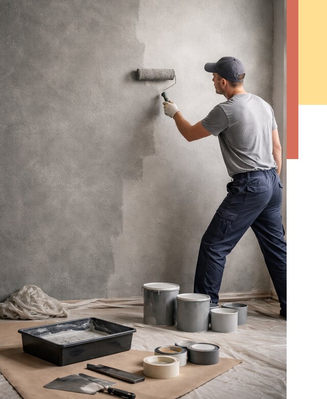 Покраска стен под бетон в Амурске от 672 руб. за м2 — быстро и недорого | ОТДЕЛОЧНИК-Мрс