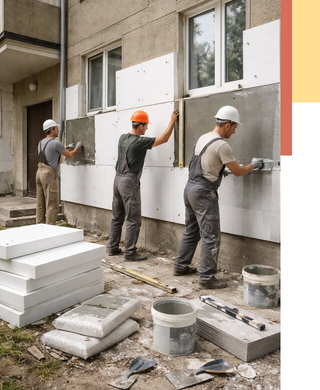 Утепление стен пенопластом в Амурске от 1808 руб. — недорого и под ключ | ОТДЕЛОЧНИК-Мрс