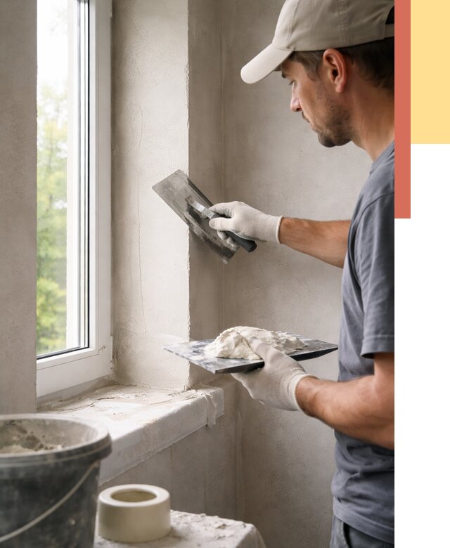 Штукатурка откосов в Амурске от 4649 руб/м² — услуги и выравнивание под ключ | ОТДЕЛОЧНИК-Мрс