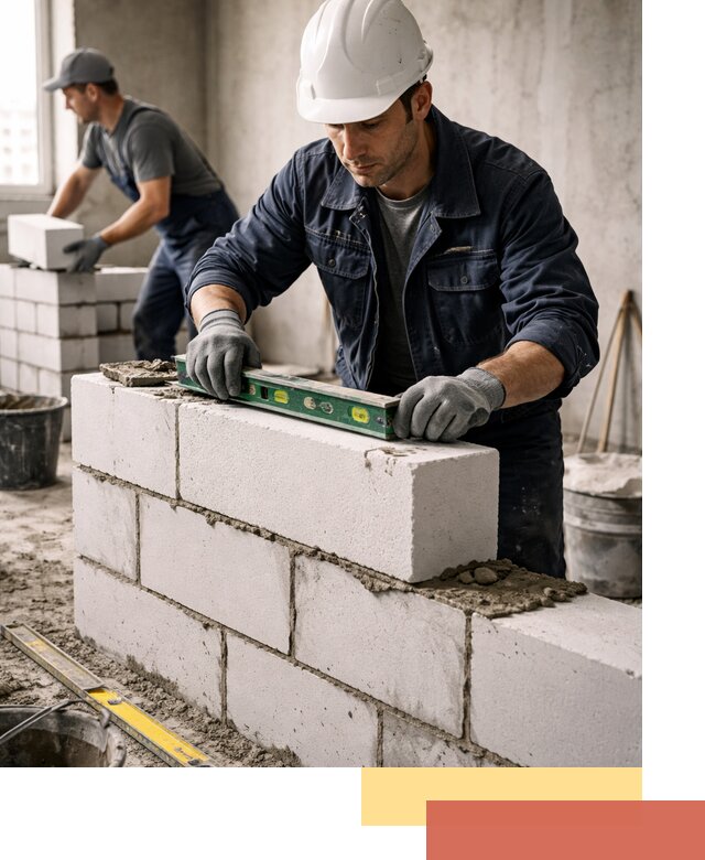 Кладка перегородок из пеноблока под ключ в Амурске