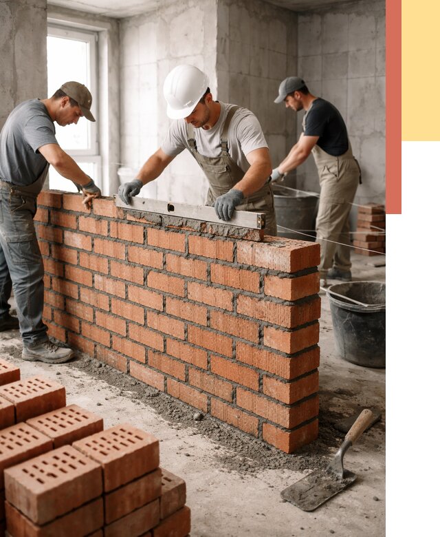 Кладка перегородок из кирпича в Амурске от 3616 руб. за м² | ОТДЕЛОЧНИК-Мрс