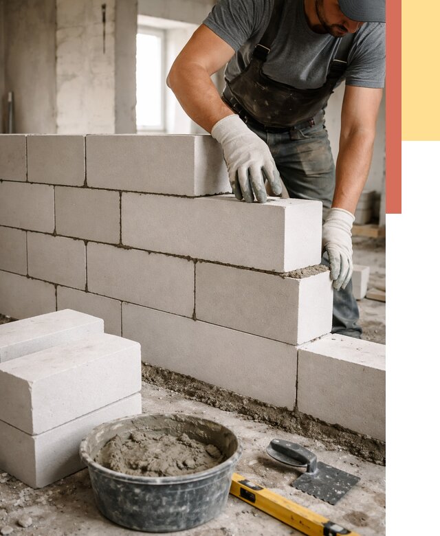 Кладка перегородок из силикатного блока в Амурске от 4133 руб. под ключ | ОТДЕЛОЧНИК-Мрс