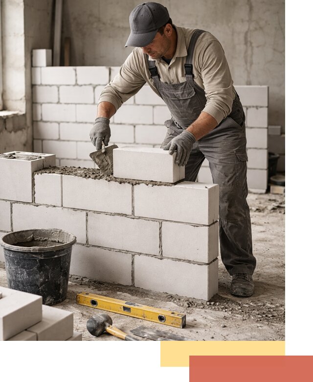 Кладка перегородок из силикатного блока в Амурске