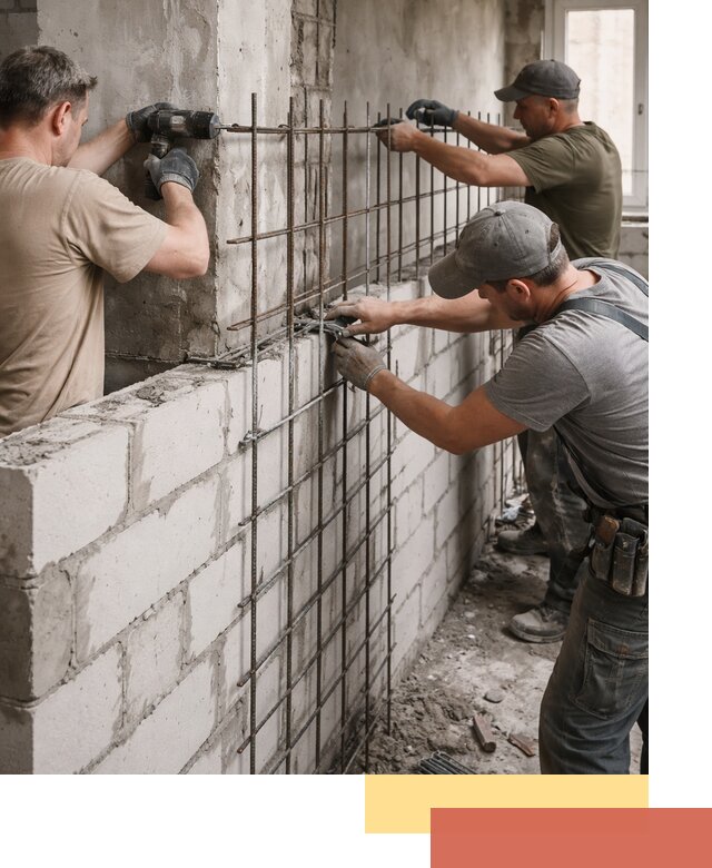 Армирование кладки перегородок в Амурске профессионально и надёжно