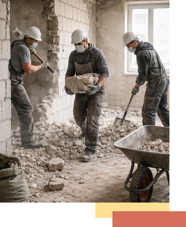 Демонтаж блочных перегородок в Амурске быстро и аккуратно