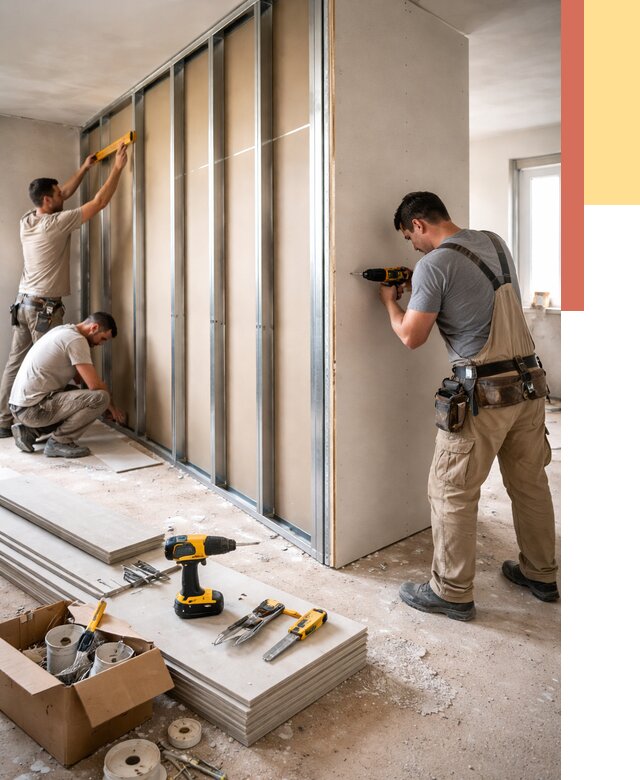 Монтаж однослойной перегородки из гипсокартона в Амурске от 672 руб. | ОТДЕЛОЧНИК-Мрс