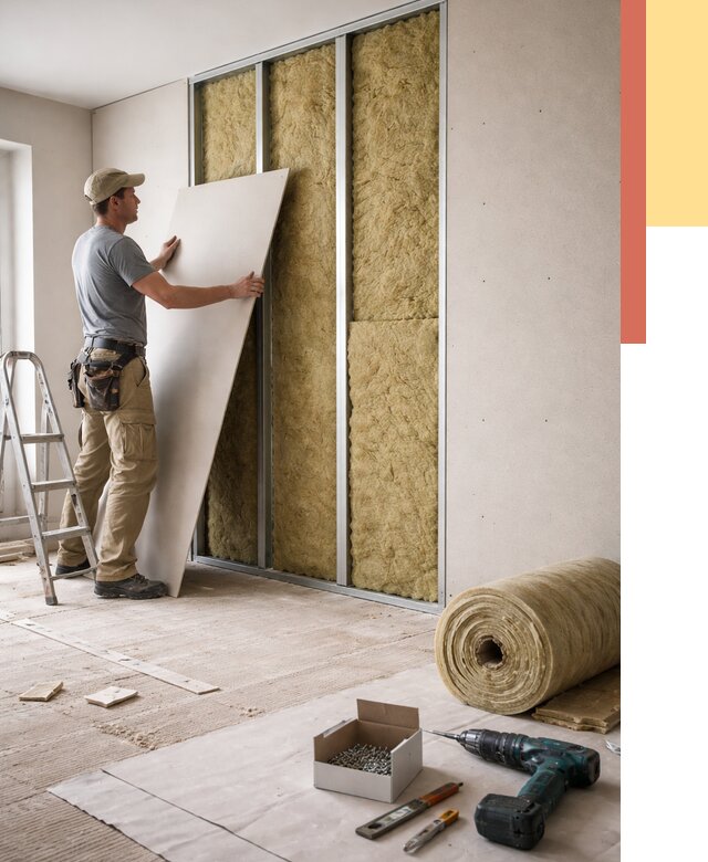 Перегородка из гипсокартона с шумоизоляцией в Амурске от 3224 руб. | ОТДЕЛОЧНИК-Мрс