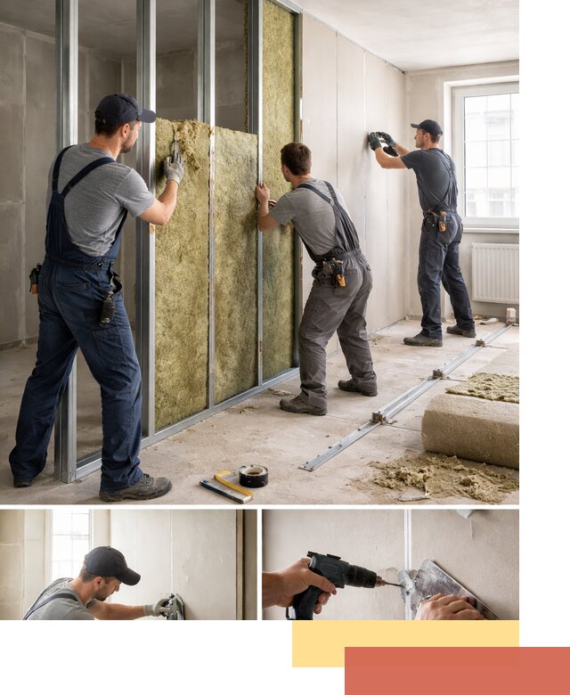 Перегородка из гипсокартона с шумоизоляцией в Амурске — монтаж под ключ