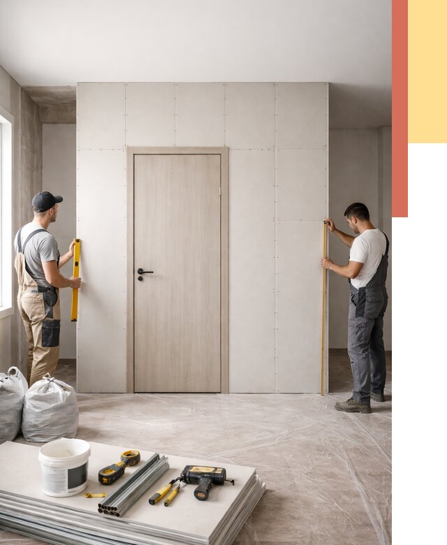 Перегородка из гипсокартона с дверью в Амурске от 4649 руб. под ключ | ОТДЕЛОЧНИК-Мрс