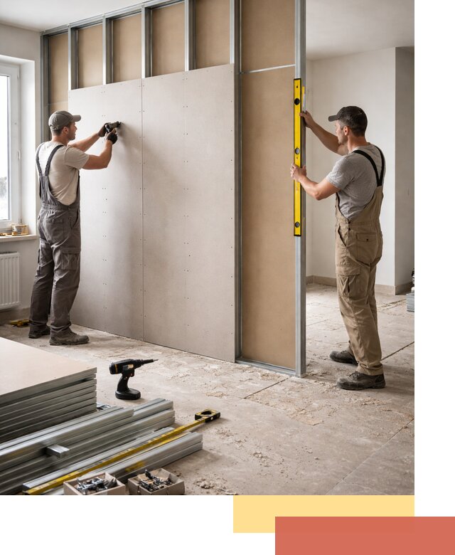 Зонирующая перегородка из гипсокартона под ключ в Амурске