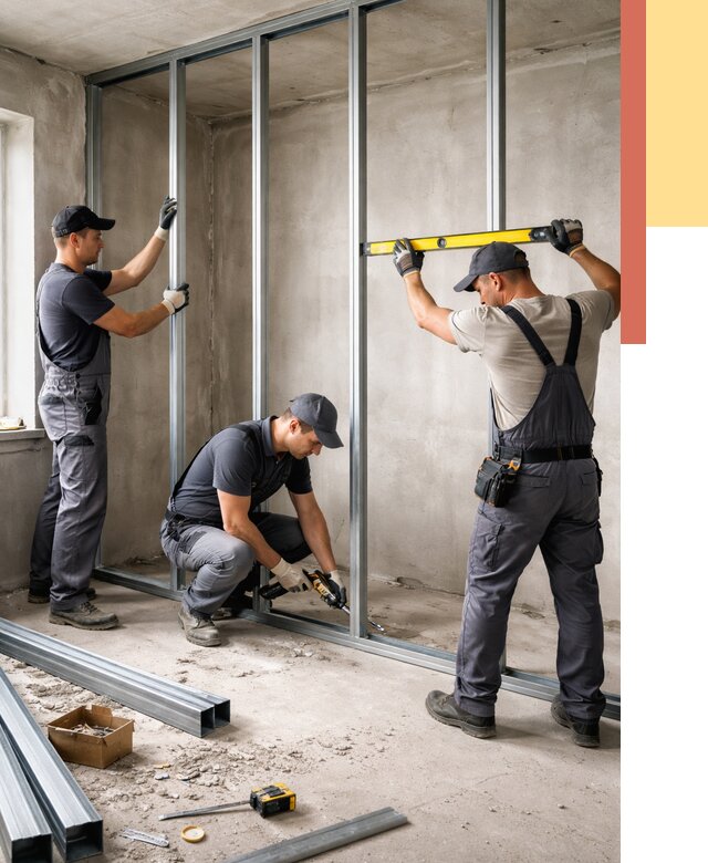 Монтаж каркаса перегородки из профиля в Амурске от 775 руб. | ОТДЕЛОЧНИК-Мрс