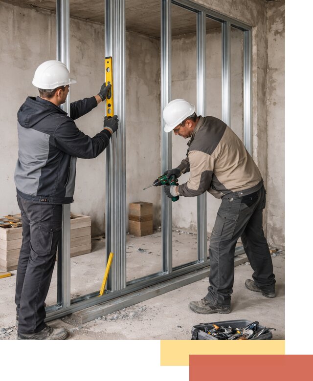 Монтаж каркаса перегородки из профиля в Амурске