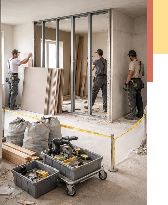 Перенос гипсокартонной перегородки в Амурске под ключ от 4649 руб. | Демонтаж и монтаж – ОТДЕЛОЧНИК-Мрс