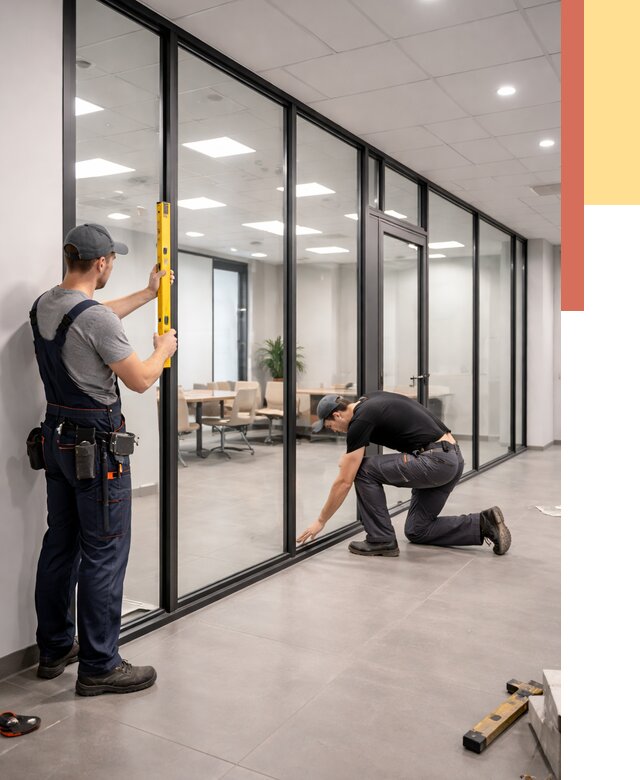 Каркасные стеклянные перегородки в Амурске под ключ от 9505 руб. | ОТДЕЛОЧНИК-Мрс