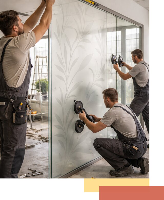 Стеклянные перегородки с рисунком на заказ в Амурске