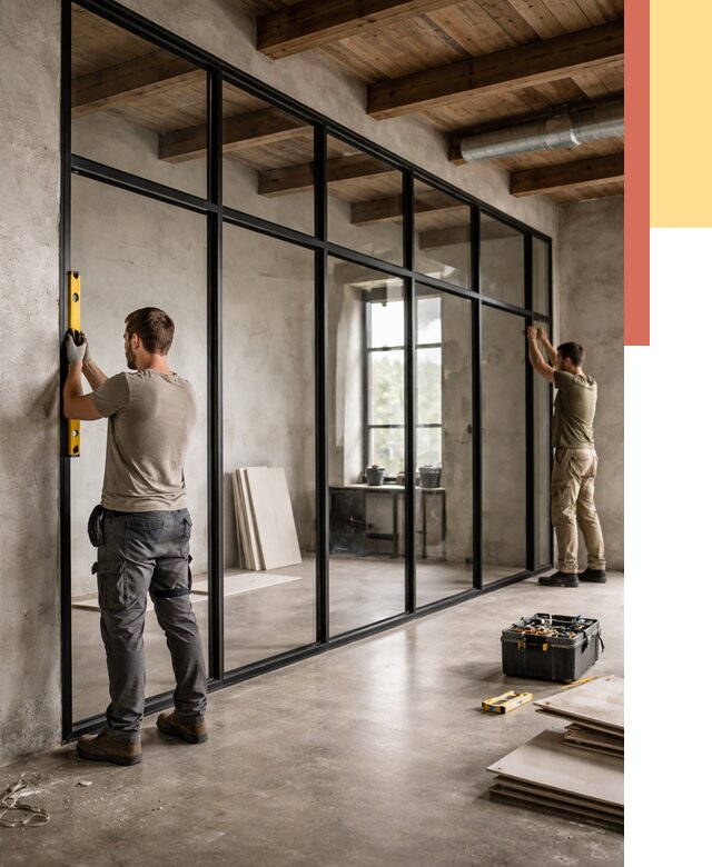 Стеклянные перегородки лофт в Амурске от 10849 руб. под ключ | ОТДЕЛОЧНИК-Мрс