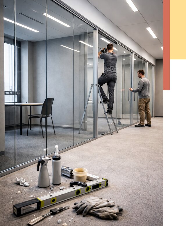 Стеклянные офисные перегородки в Амурске от 8782 руб. — монтаж и установка | ОТДЕЛОЧНИК-Мрс