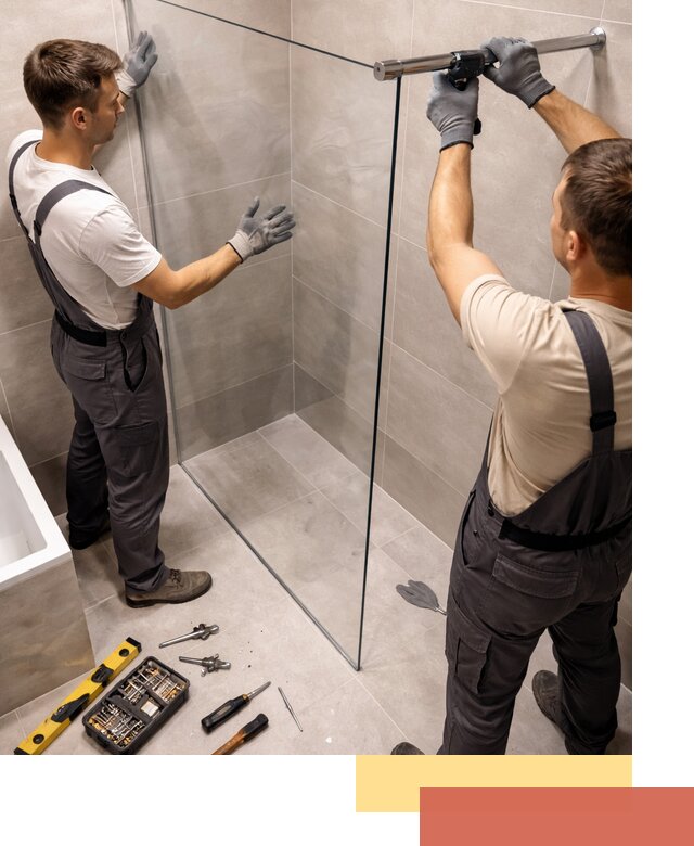 Стеклянные перегородки для душа в Амурске — изготовление и монтаж