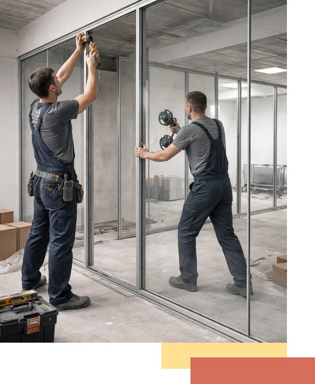 Алюминиевые перегородки со стеклом в Амурске — изготовление и монтаж