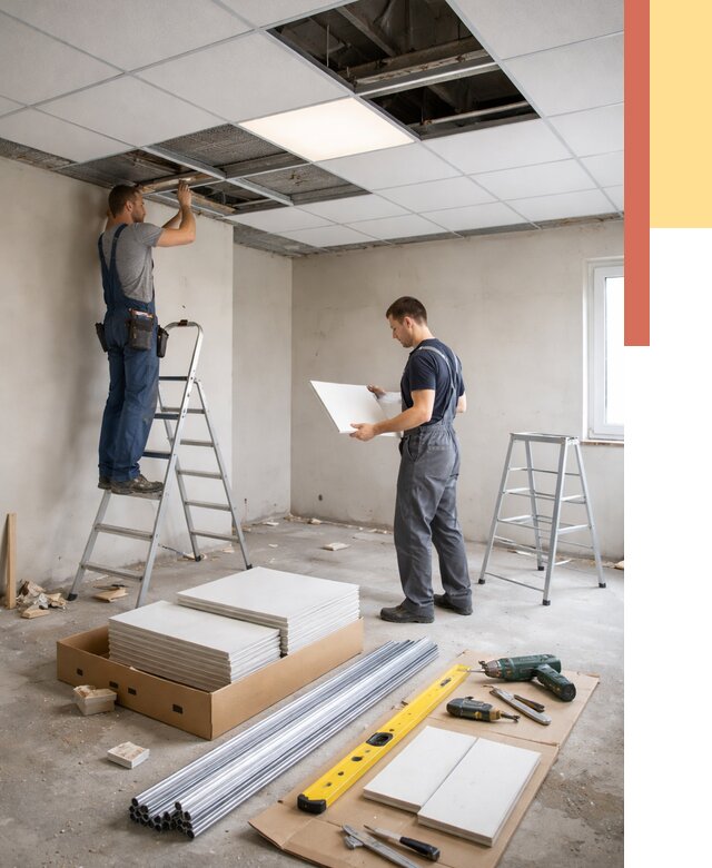 Монтаж потолка армстронг в Амурске от 4649 руб/м2 — быстрая установка под ключ | ОТДЕЛОЧНИК-Мрс