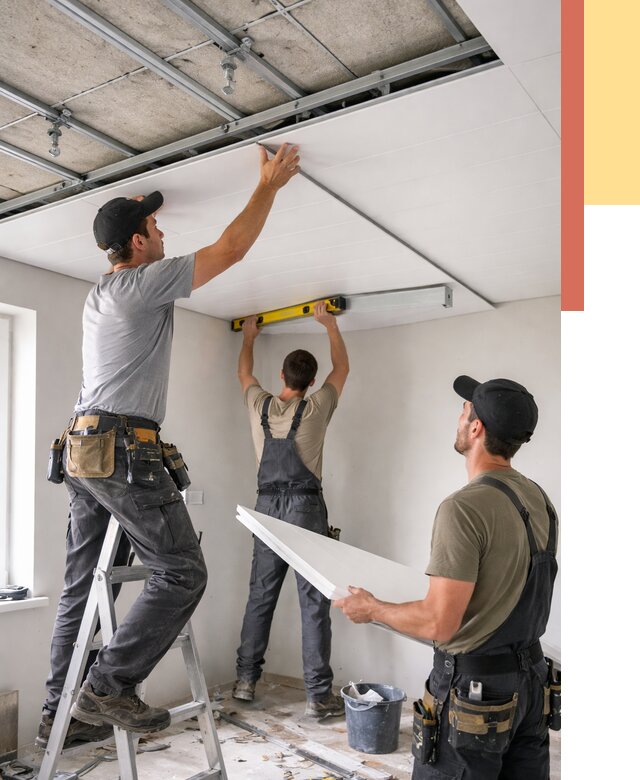 Монтаж потолка из ПВХ панелей в Амурске от 3616 руб./м2 — быстро и недорого | ОТДЕЛОЧНИК-Мрс