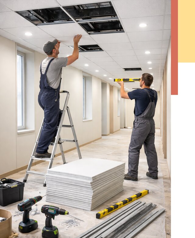 Ремонт потолка Армстронг в Амурске от 4649 руб. — быстро и недорого | ОТДЕЛОЧНИК-Мрс