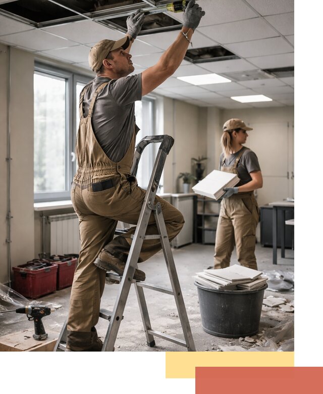 Ремонт потолка Армстронг и замена плит в Амурске