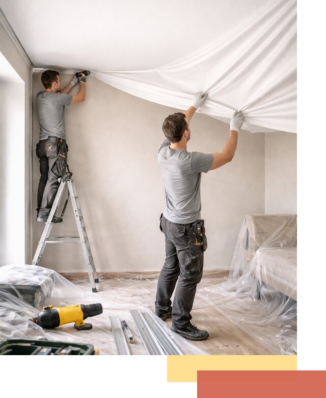 Монтаж тканевого натяжного потолка в Амурске недорого и быстро